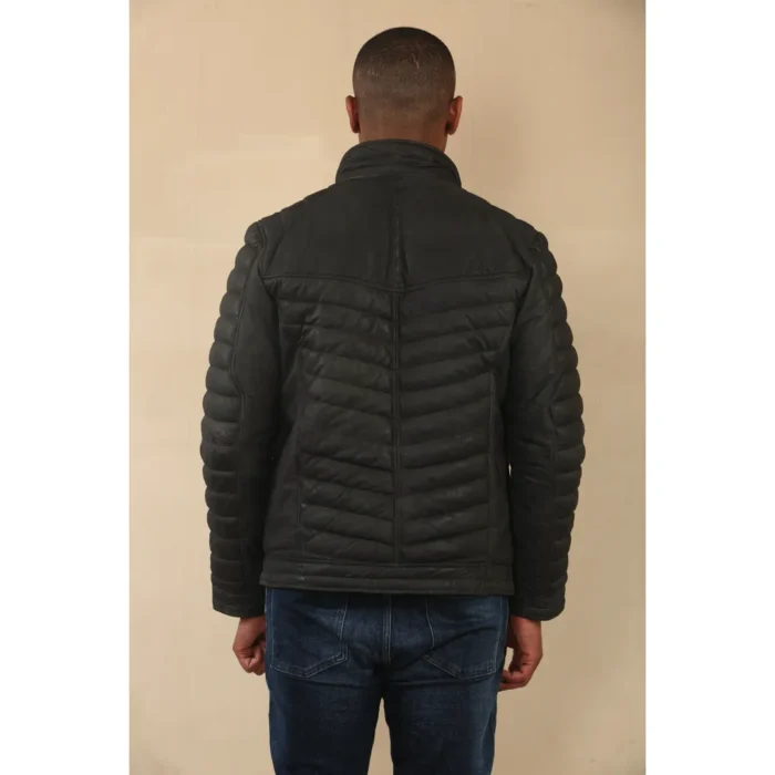 Men's Quilted Puffer Soft Napa Leather Jacket - Image 16