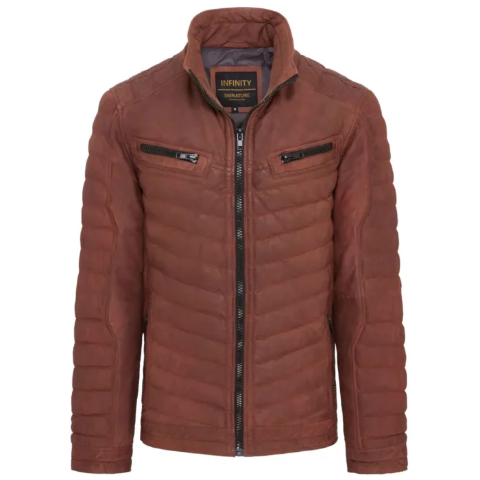 Men's Quilted Puffer Soft Napa Leather Jacket - Image 28