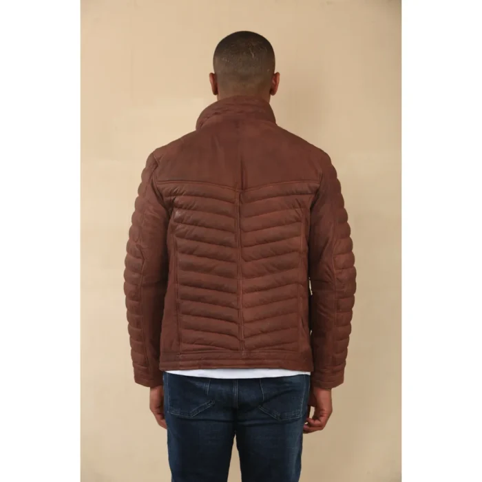Men's Quilted Puffer Soft Napa Leather Jacket - Image 23