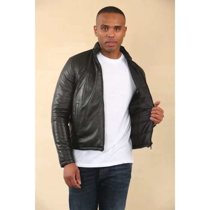 Men's Reversible Quilted Leather Jacket - Image 7