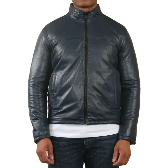 Men's Reversible Quilted Leather Jacket - Image 8