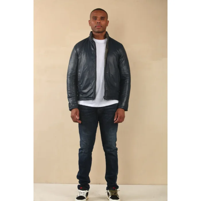 Men's Reversible Quilted Leather Jacket - Image 11