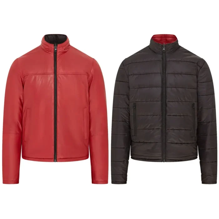 Men's Reversible Quilted Leather Jacket - Image 21