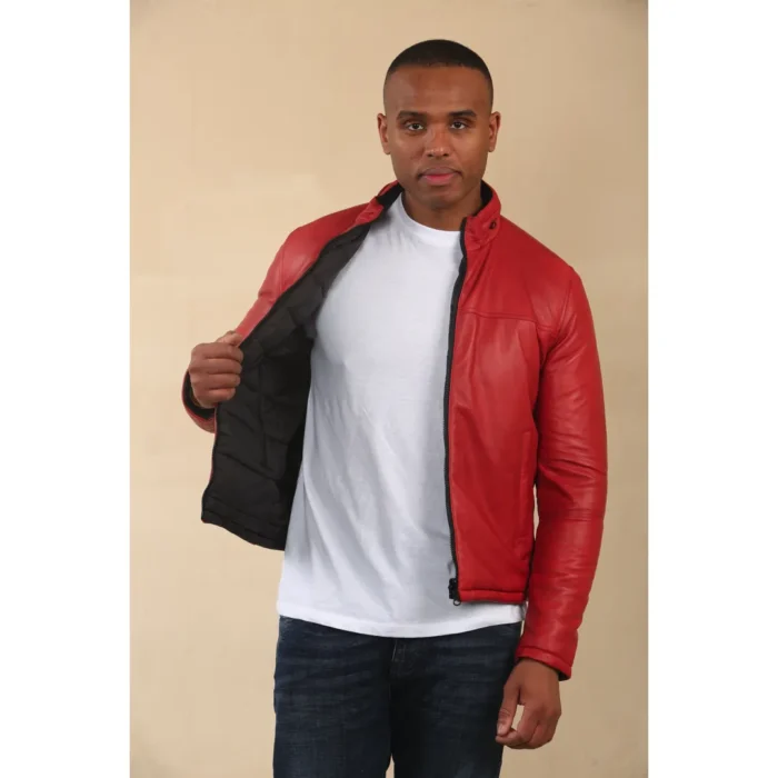 Men's Reversible Quilted Leather Jacket - Image 20