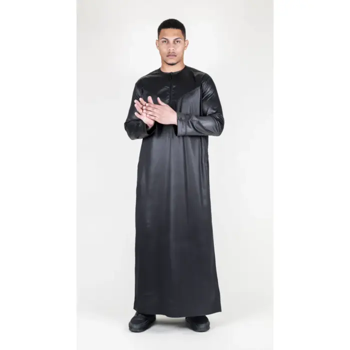Men's Thobe Jubba Islamic Clothing Muslim Kaftan Emirati Omani Satin Robe - Image 12