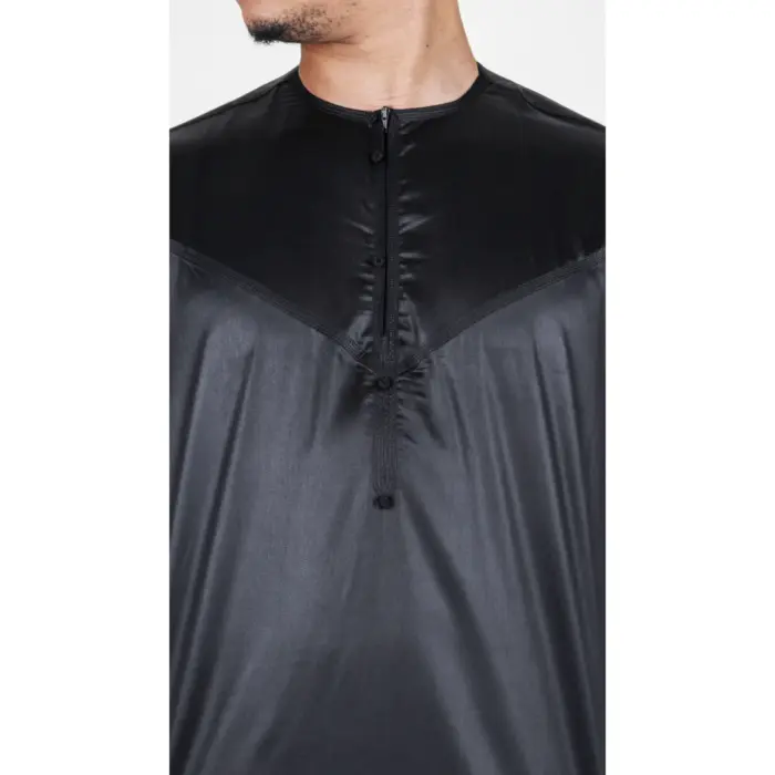 Men's Thobe Jubba Islamic Clothing Muslim Kaftan Emirati Omani Satin Robe - Image 11