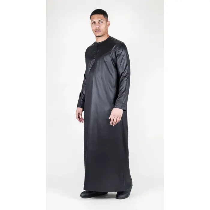 Men's Thobe Jubba Islamic Clothing Muslim Kaftan Emirati Omani Satin Robe - Image 10