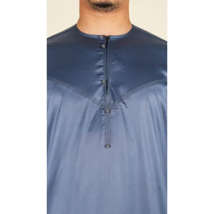 Men's Thobe Jubba Islamic Clothing Muslim Kaftan Emirati Omani Satin Robe - Image 18