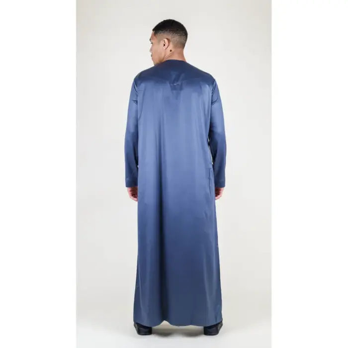 Men's Thobe Jubba Islamic Clothing Muslim Kaftan Emirati Omani Satin Robe - Image 14