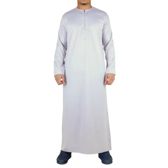 Men's Thobe Jubba Islamic Clothing Muslim Kaftan Emirati Omani Satin Robe - Image 20