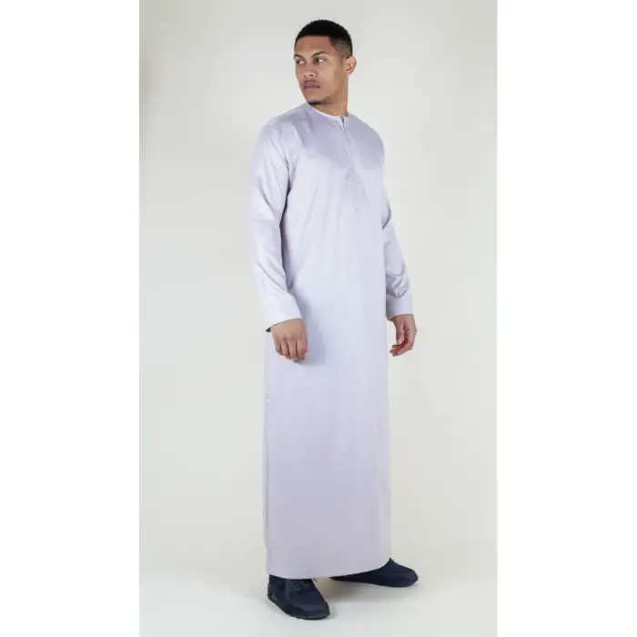 Men's Thobe Jubba Islamic Clothing Muslim Kaftan Emirati Omani Satin Robe - Image 22