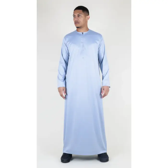 Men's Thobe Jubba Islamic Clothing Muslim Kaftan Emirati Omani Satin Robe - Image 31