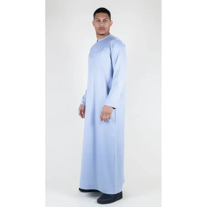Men's Thobe Jubba Islamic Clothing Muslim Kaftan Emirati Omani Satin Robe - Image 28
