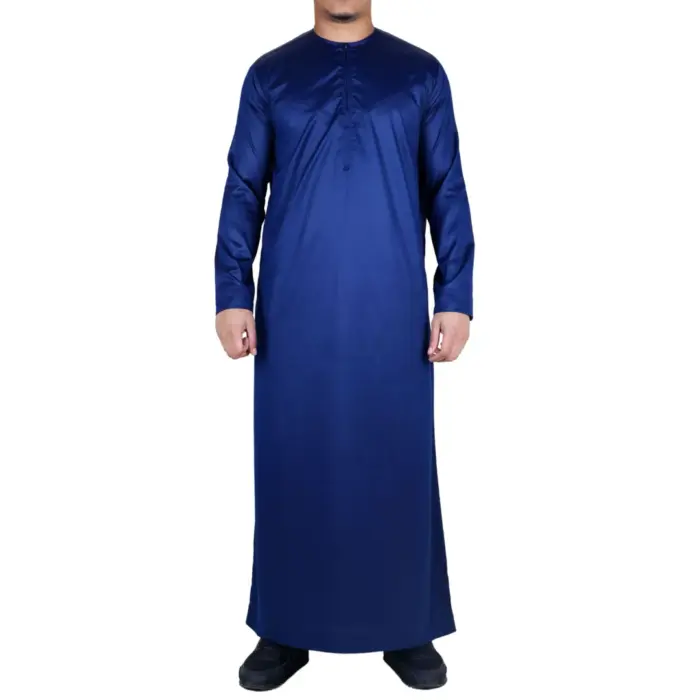 Men's Thobe Jubba Islamic Clothing Muslim Kaftan Emirati Omani Satin Robe - Image 32