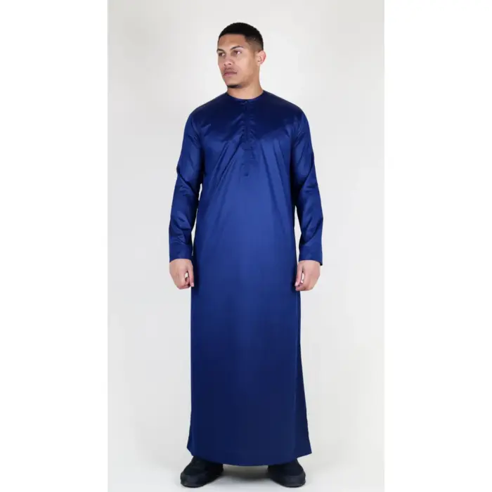 Men's Thobe Jubba Islamic Clothing Muslim Kaftan Emirati Omani Satin Robe - Image 36