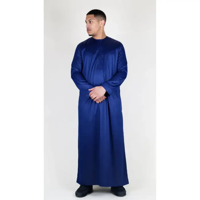 Men's Thobe Jubba Islamic Clothing Muslim Kaftan Emirati Omani Satin Robe - Image 35