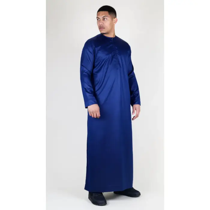 Men's Thobe Jubba Islamic Clothing Muslim Kaftan Emirati Omani Satin Robe - Image 34