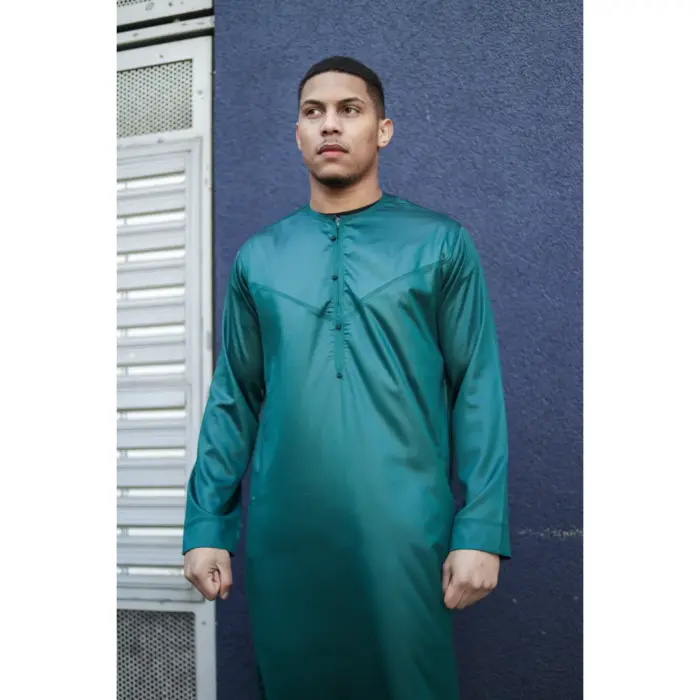 Men's Thobe Jubba Islamic Clothing Muslim Kaftan Emirati Omani Satin Robe - Image 46