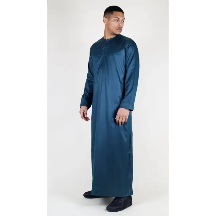 Men's Thobe Jubba Islamic Clothing Muslim Kaftan Emirati Omani Satin Robe - Image 42
