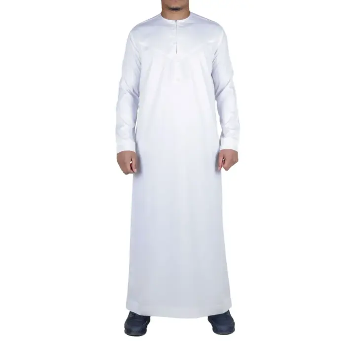 Men's Thobe Jubba Islamic Clothing Muslim Kaftan Emirati Omani Satin Robe - Image 47