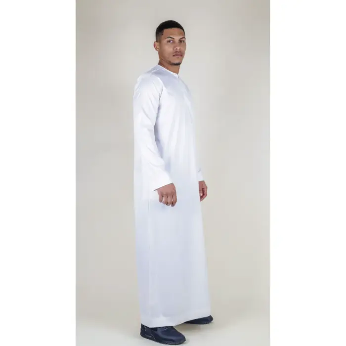 Men's Thobe Jubba Islamic Clothing Muslim Kaftan Emirati Omani Satin Robe - Image 50