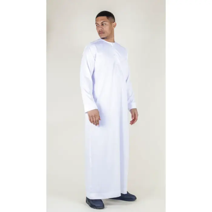 Men's Thobe Jubba Islamic Clothing Muslim Kaftan Emirati Omani Satin Robe - Image 49