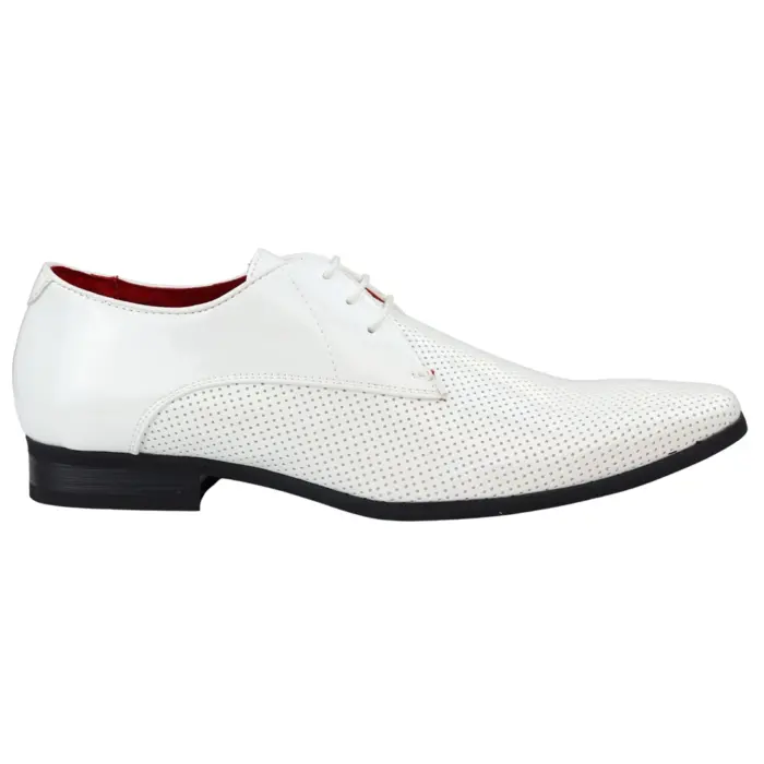 Mens Shoes Smart Formal Perforated Pointed Laced Black Red White Patent Leather PU - Image 17