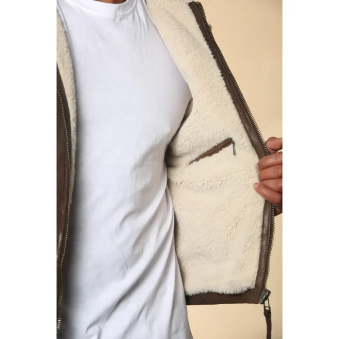 Men's Suede Pilot Aviator Leather Jacket - Image 11