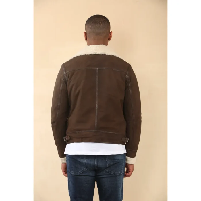 Men's Suede Pilot Aviator Leather Jacket - Image 14