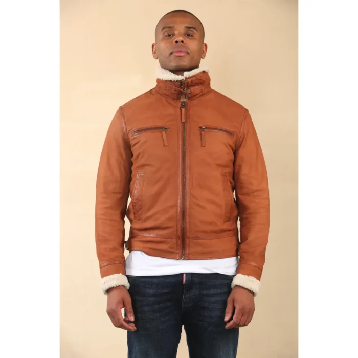 Men's Suede Pilot Aviator Leather Jacket - Image 17