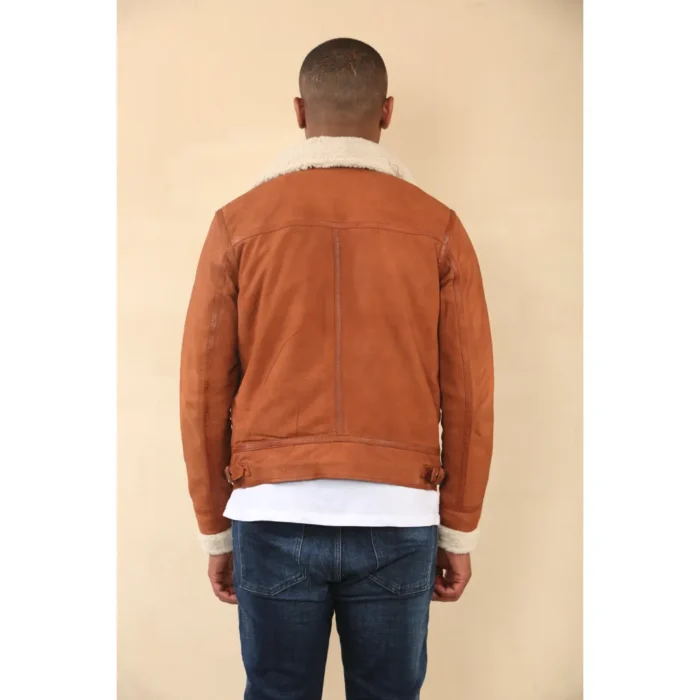 Men's Suede Pilot Aviator Leather Jacket - Image 21