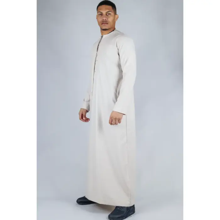 Men's Thobe Emirati Omani Jubba Islamic Clothing Muslim Kaftan Eid Robe Arab String Tassel - Image 6