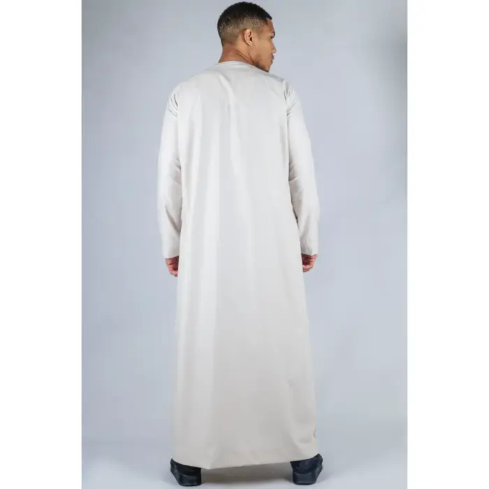 Men's Thobe Emirati Omani Jubba Islamic Clothing Muslim Kaftan Eid Robe Arab String Tassel - Image 3