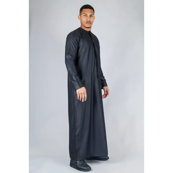 Men's Thobe Emirati Omani Jubba Islamic Clothing Muslim Kaftan Eid Robe Arab String Tassel - Image 9