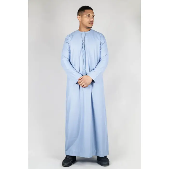 Men's Thobe Emirati Omani Jubba Islamic Clothing Muslim Kaftan Eid Robe Arab String Tassel - Image 19
