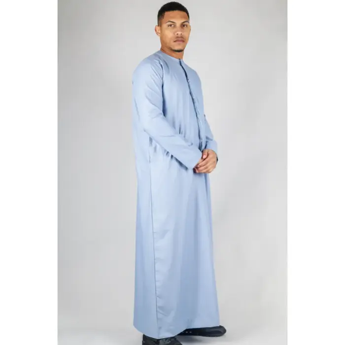 Men's Thobe Emirati Omani Jubba Islamic Clothing Muslim Kaftan Eid Robe Arab String Tassel - Image 17