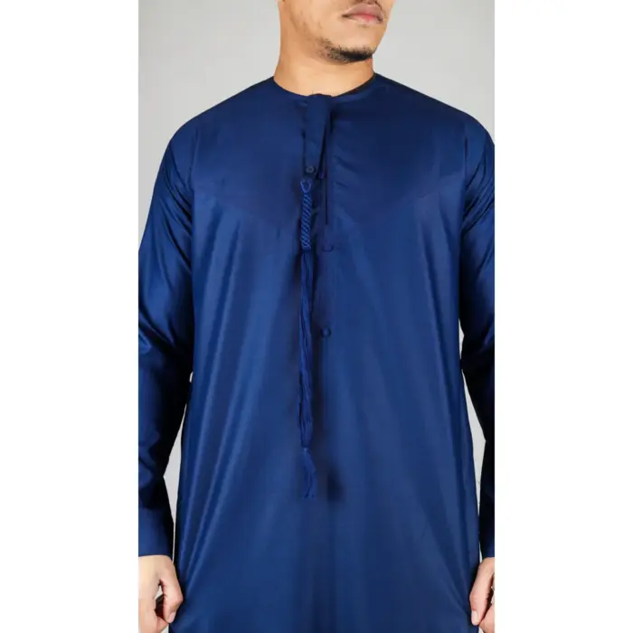Men's Thobe Emirati Omani Jubba Islamic Clothing Muslim Kaftan Eid Robe Arab String Tassel - Image 41