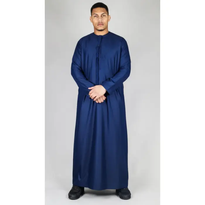 Men's Thobe Emirati Omani Jubba Islamic Clothing Muslim Kaftan Eid Robe Arab String Tassel - Image 40
