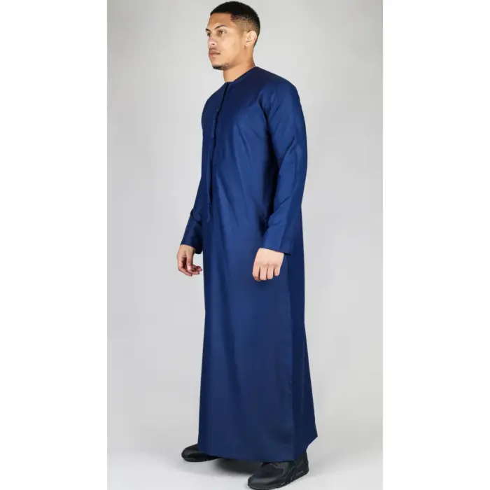 Men's Thobe Emirati Omani Jubba Islamic Clothing Muslim Kaftan Eid Robe Arab String Tassel - Image 39
