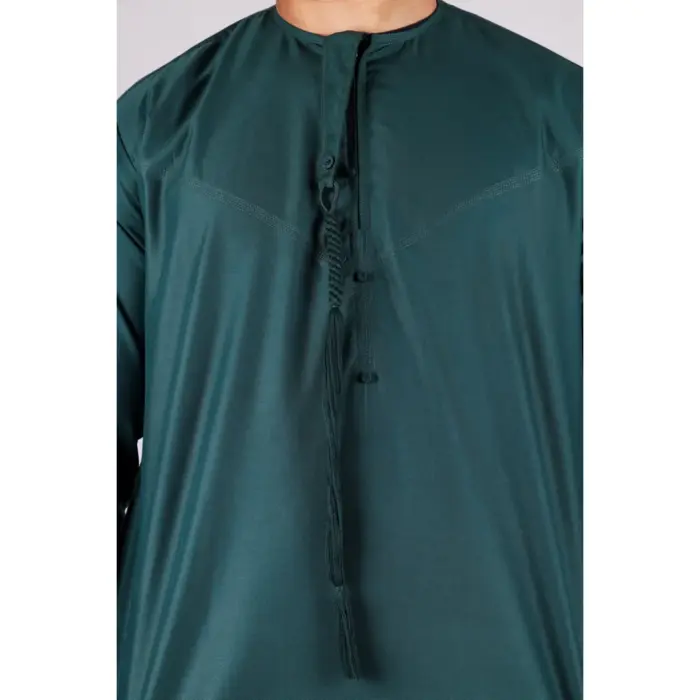 Men's Thobe Emirati Omani Jubba Islamic Clothing Muslim Kaftan Eid Robe Arab String Tassel - Image 48