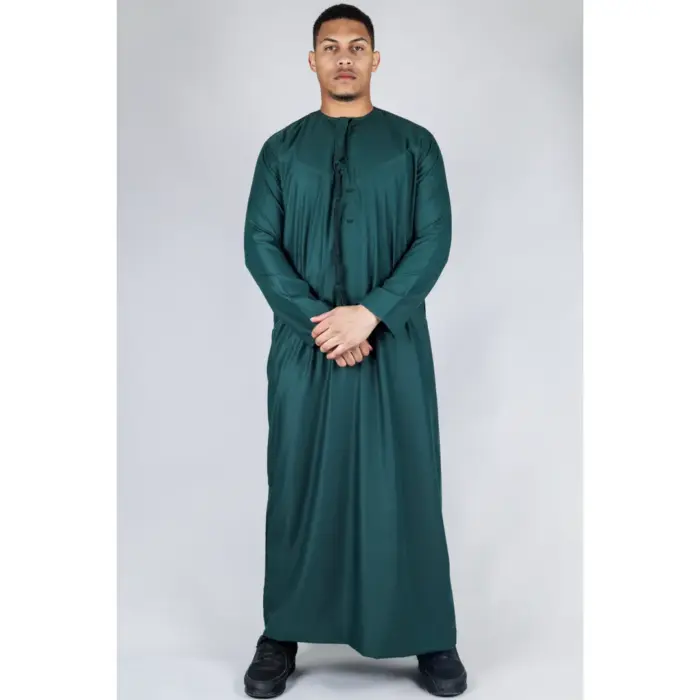 Men's Thobe Emirati Omani Jubba Islamic Clothing Muslim Kaftan Eid Robe Arab String Tassel - Image 47