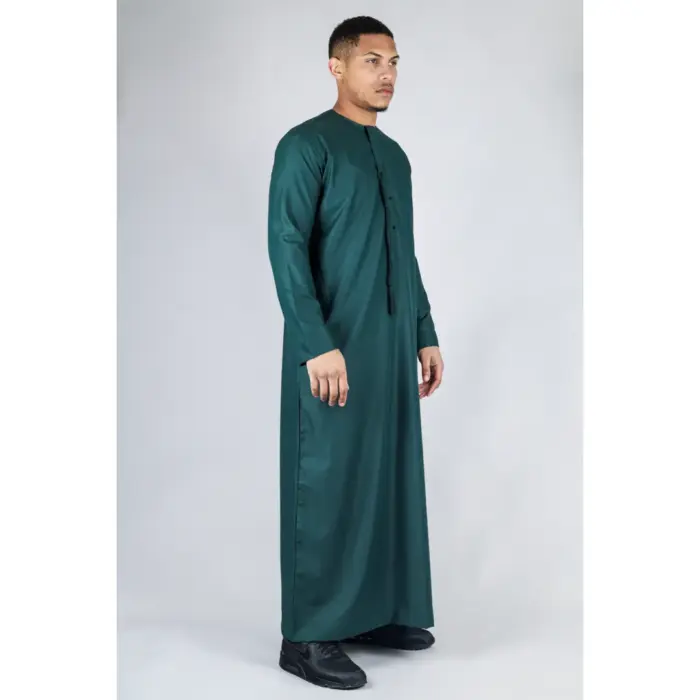 Men's Thobe Emirati Omani Jubba Islamic Clothing Muslim Kaftan Eid Robe Arab String Tassel - Image 45