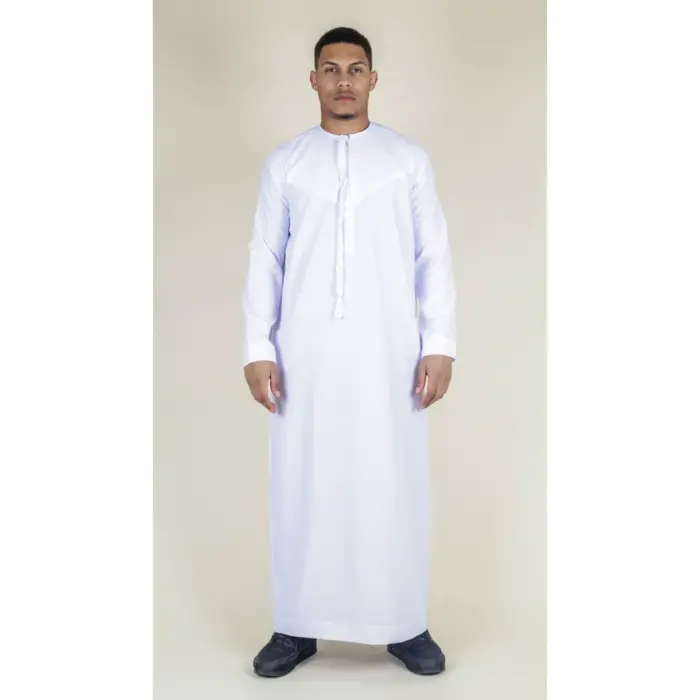 Men's Thobe Emirati Omani Jubba Islamic Clothing Muslim Kaftan Eid Robe Arab String Tassel - Image 56