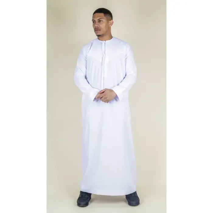 Men's Thobe Emirati Omani Jubba Islamic Clothing Muslim Kaftan Eid Robe Arab String Tassel - Image 54