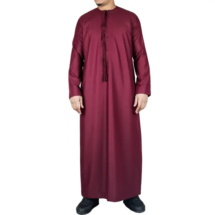 Men's Thobe Emirati Omani Jubba Islamic Clothing Muslim Kaftan Eid Robe Arab String Tassel - Image 57
