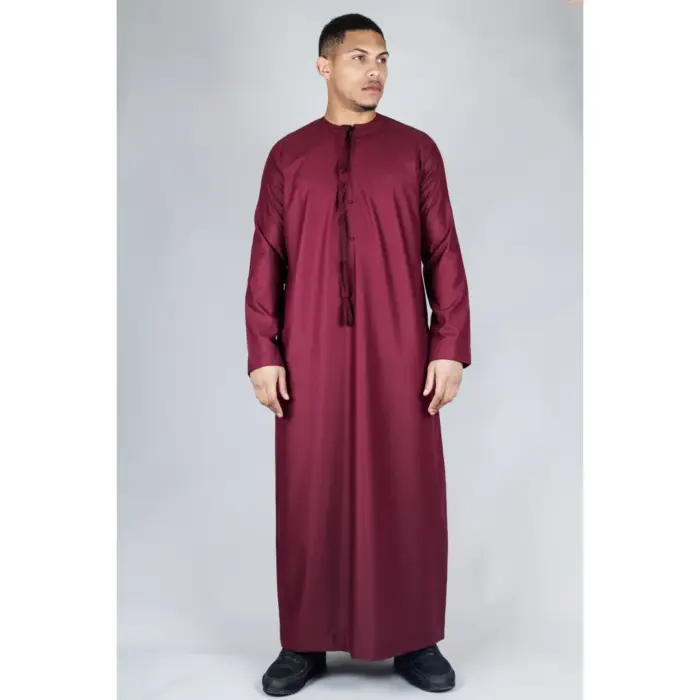 Men's Thobe Emirati Omani Jubba Islamic Clothing Muslim Kaftan Eid Robe Arab String Tassel - Image 63
