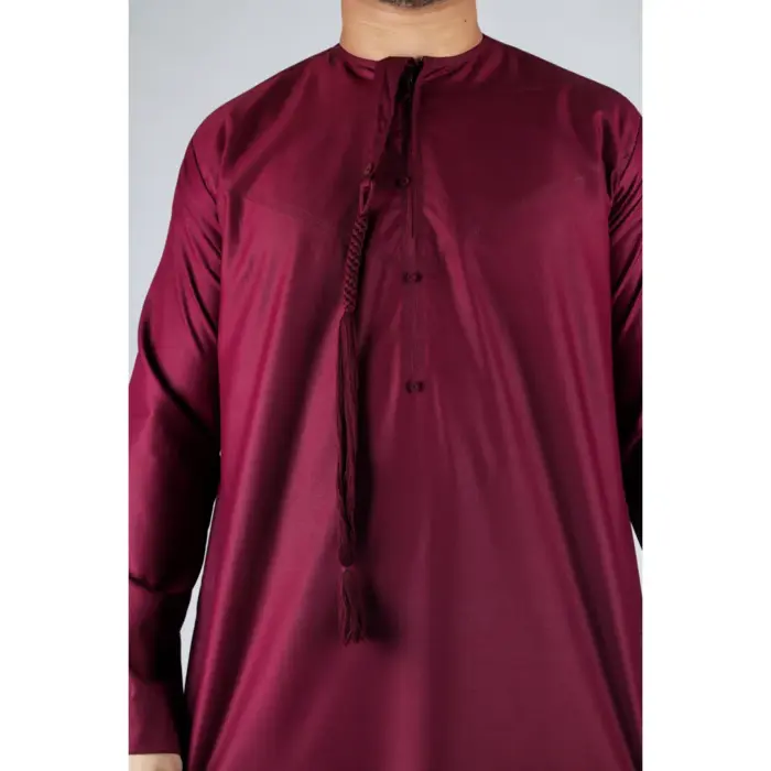 Men's Thobe Emirati Omani Jubba Islamic Clothing Muslim Kaftan Eid Robe Arab String Tassel - Image 62