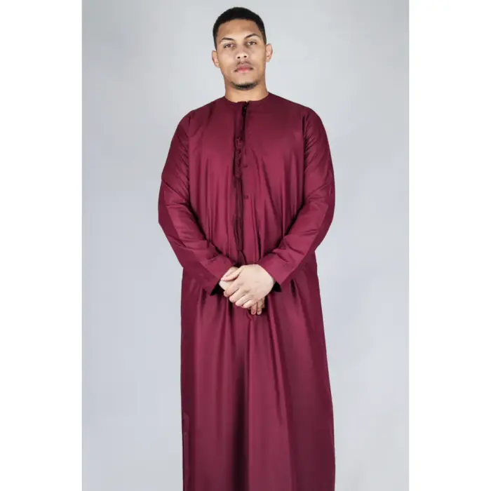 Men's Thobe Emirati Omani Jubba Islamic Clothing Muslim Kaftan Eid Robe Arab String Tassel - Image 61