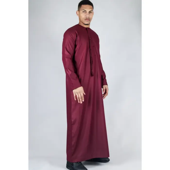Men's Thobe Emirati Omani Jubba Islamic Clothing Muslim Kaftan Eid Robe Arab String Tassel - Image 59