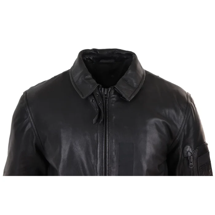 Mens Vintage Real Leather Jacket Washed Bomber Air Force Pilot Fur Collar Casual - Image 5